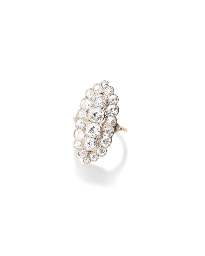 BELLE ÉPOQUE DIAMONDS, YELLOW GOLD & PLATINUM 'BOAT' RING, 1890s
