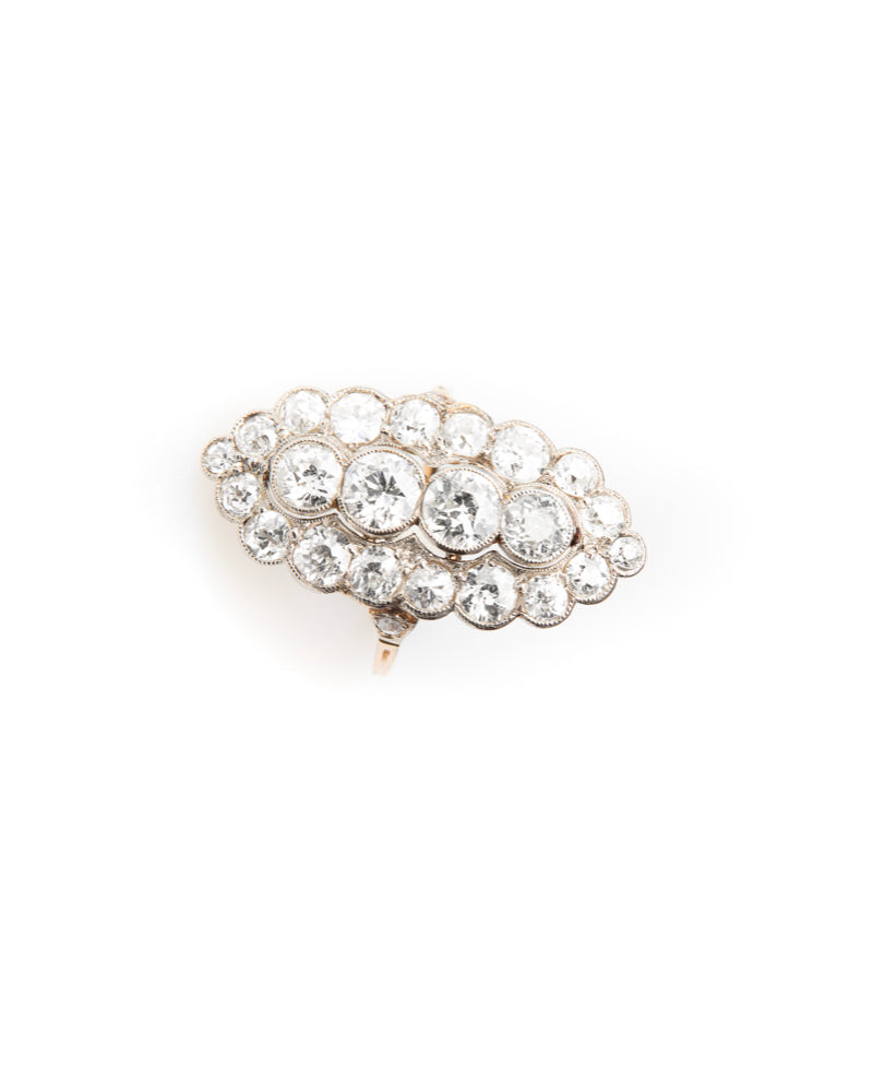 BELLE ÉPOQUE DIAMONDS, YELLOW GOLD & PLATINUM 'BOAT' RING, 1890s
