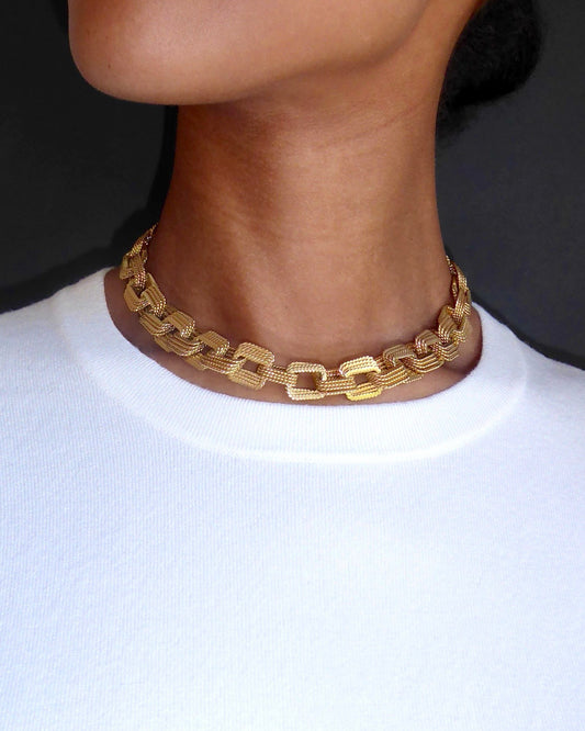 YELLOW GOLD GEOMETRIC LINKS NECKLACE, 1970s