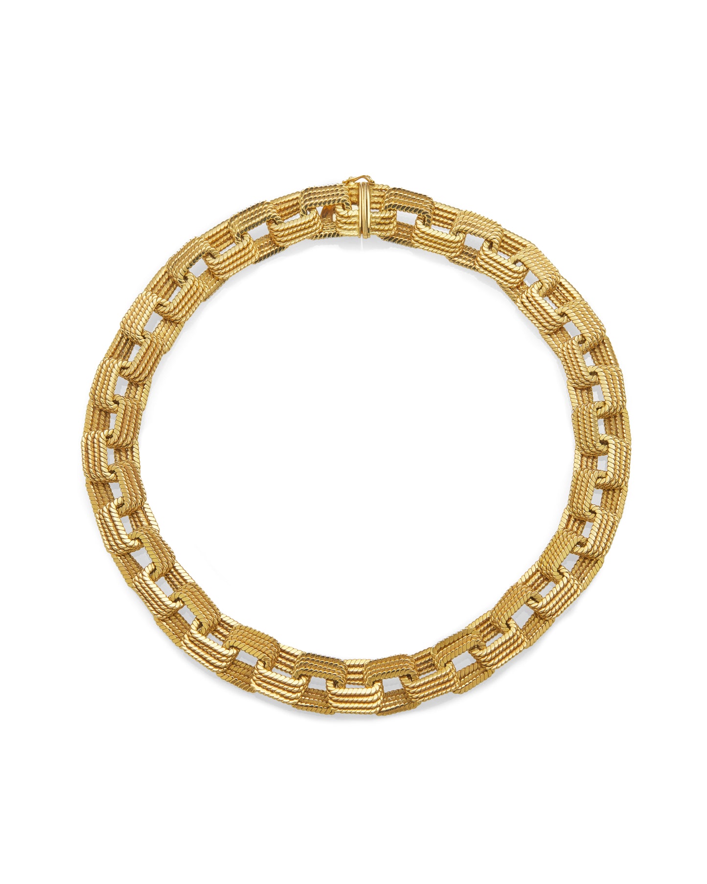 YELLOW GOLD GEOMETRIC LINKS NECKLACE, 1970s