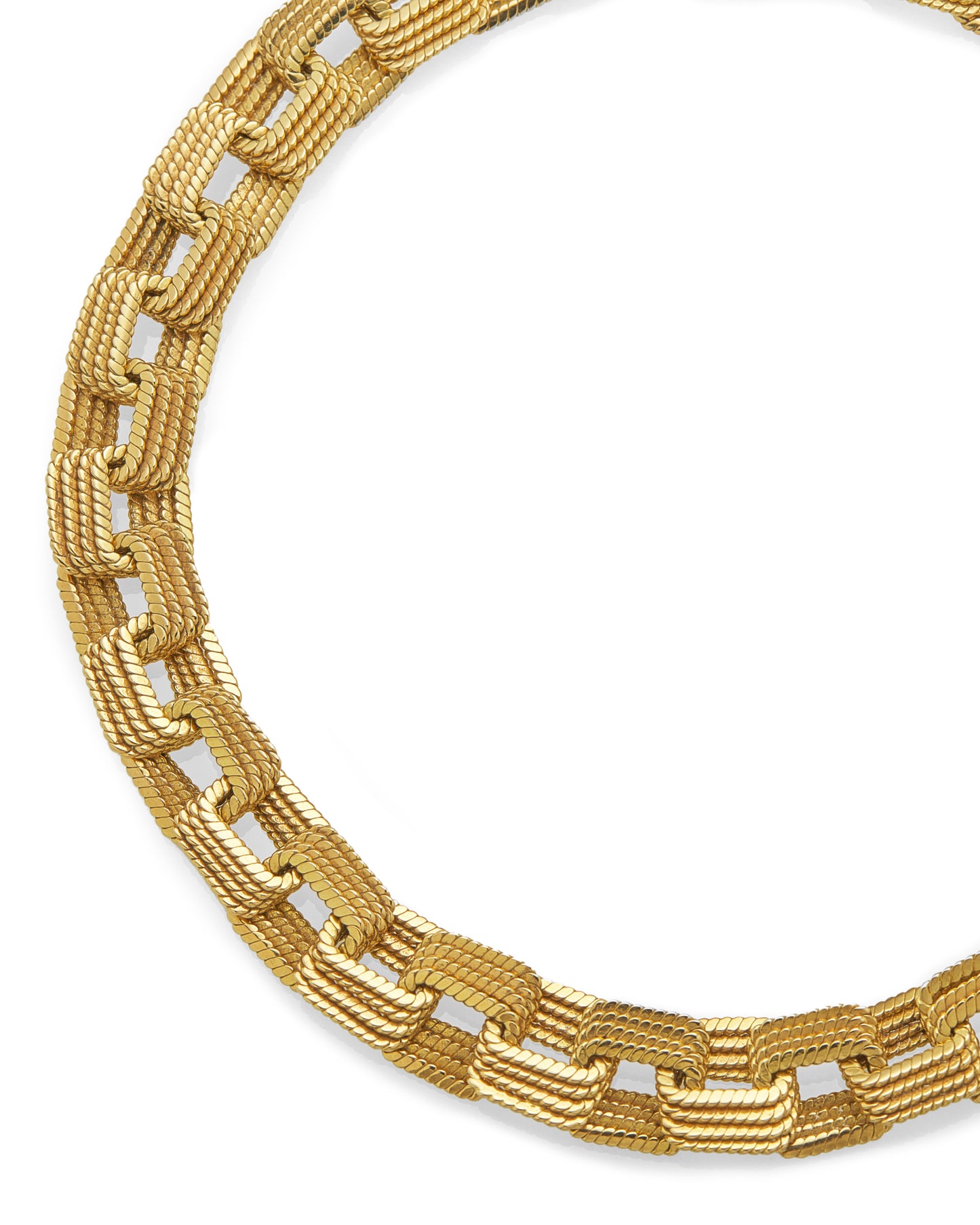 YELLOW GOLD GEOMETRIC LINKS NECKLACE, 1970s