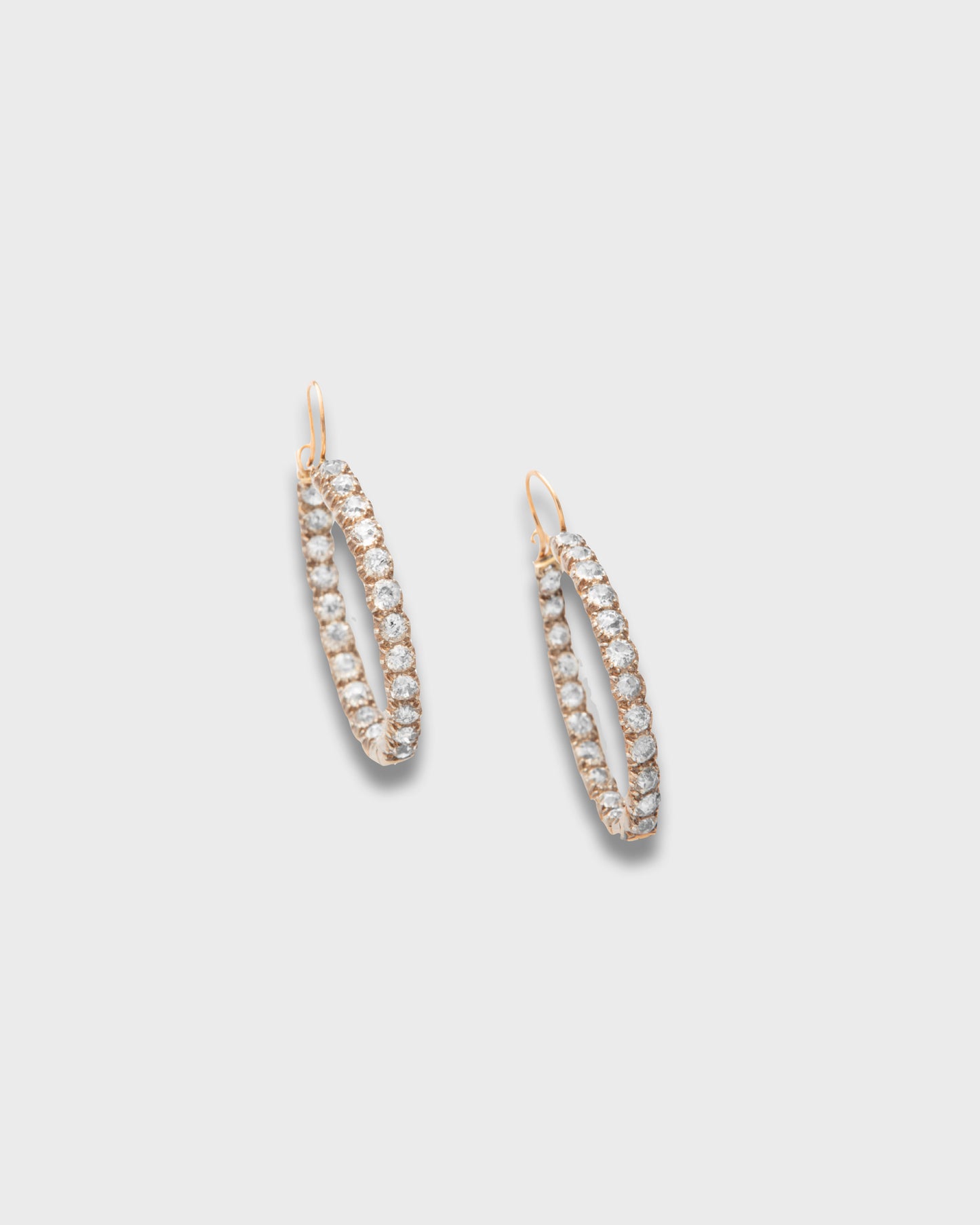 VICTORIAN DIAMONDS, YELLOW GOLD & SILVER HOOP EARRINGS, 1860s