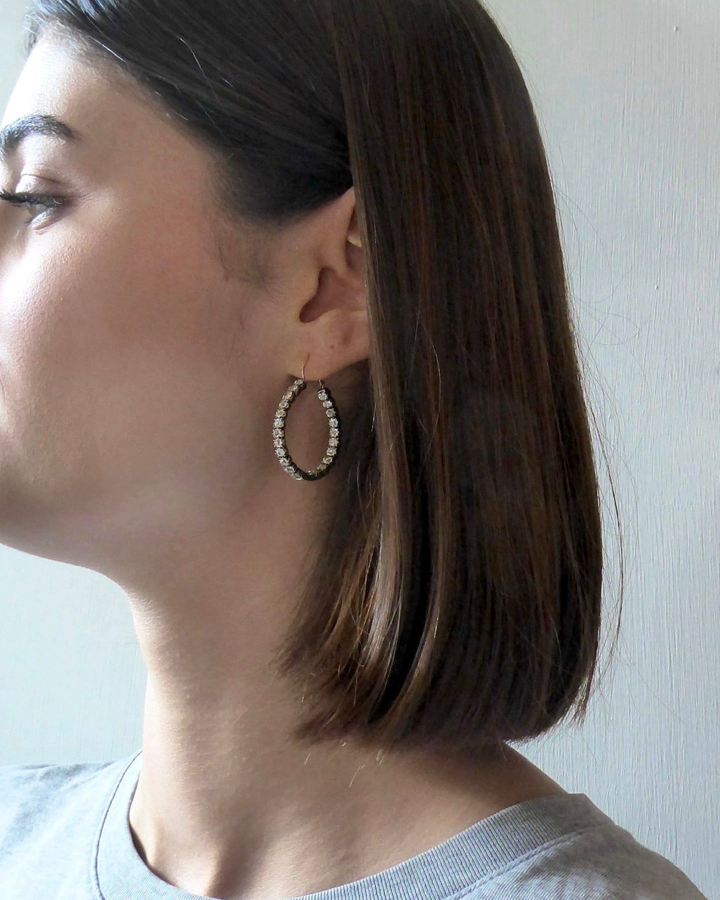 VICTORIAN DIAMONDS, YELLOW GOLD & SILVER HOOP EARRINGS, 1860s
