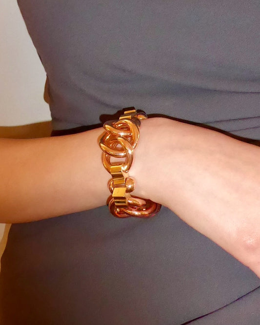 ART MODERNE YELLOW & ROSE GOLD CHAIN BRACELET, 1940s