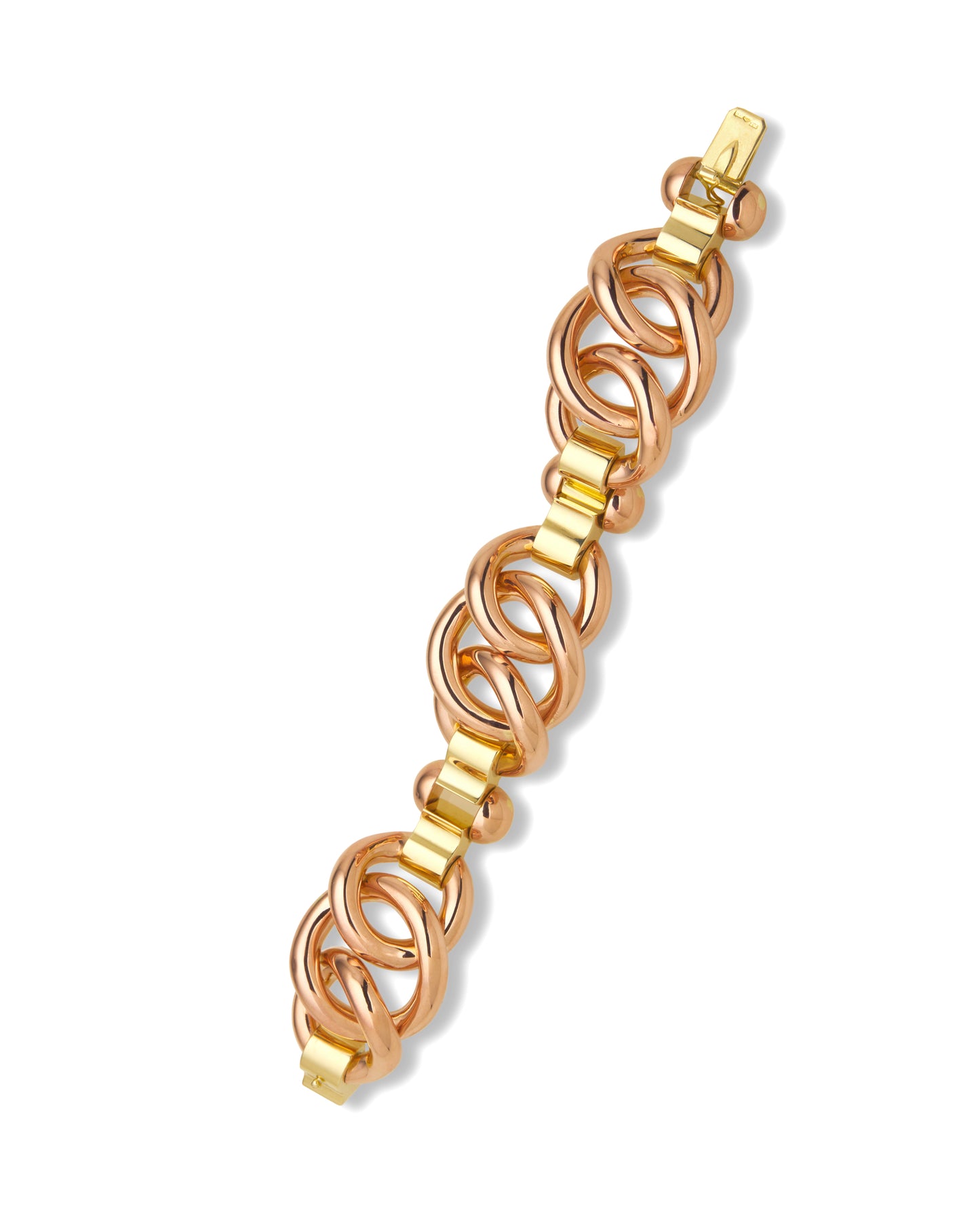ART MODERNE YELLOW & ROSE GOLD CHAIN BRACELET, 1940s