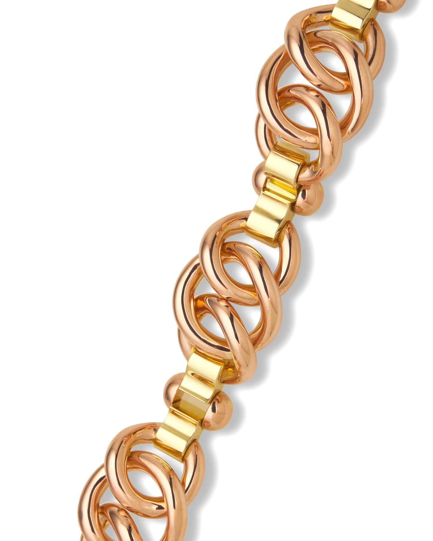 ART MODERNE YELLOW & ROSE GOLD CHAIN BRACELET, 1940s