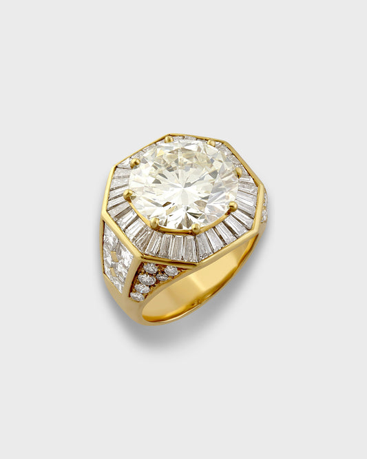 DIAMOND & YELLOW GOLD COCKTAIL RING, 1970s