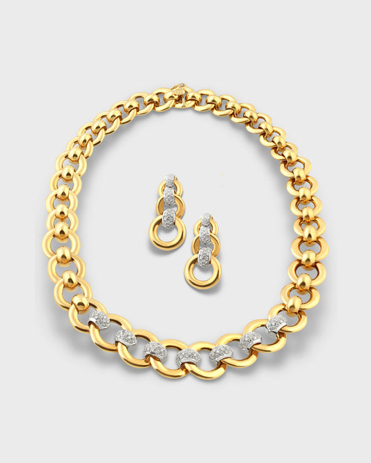 WEINGRILL DIAMOND & GOLD NECKLACE & EARRINGS, 20th CENTURY