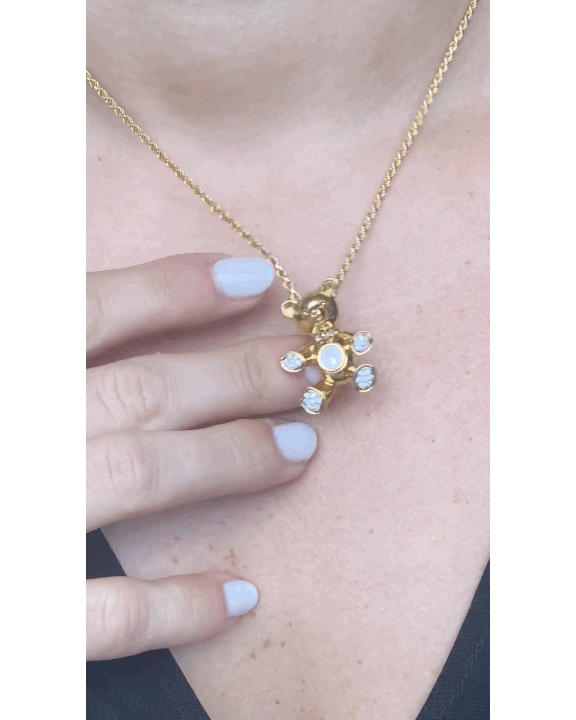 CHOPARD ‘HAPPY DIAMONDS' DIAMOND & YELLOW GOLD BEAR PENDANT NECKLACE