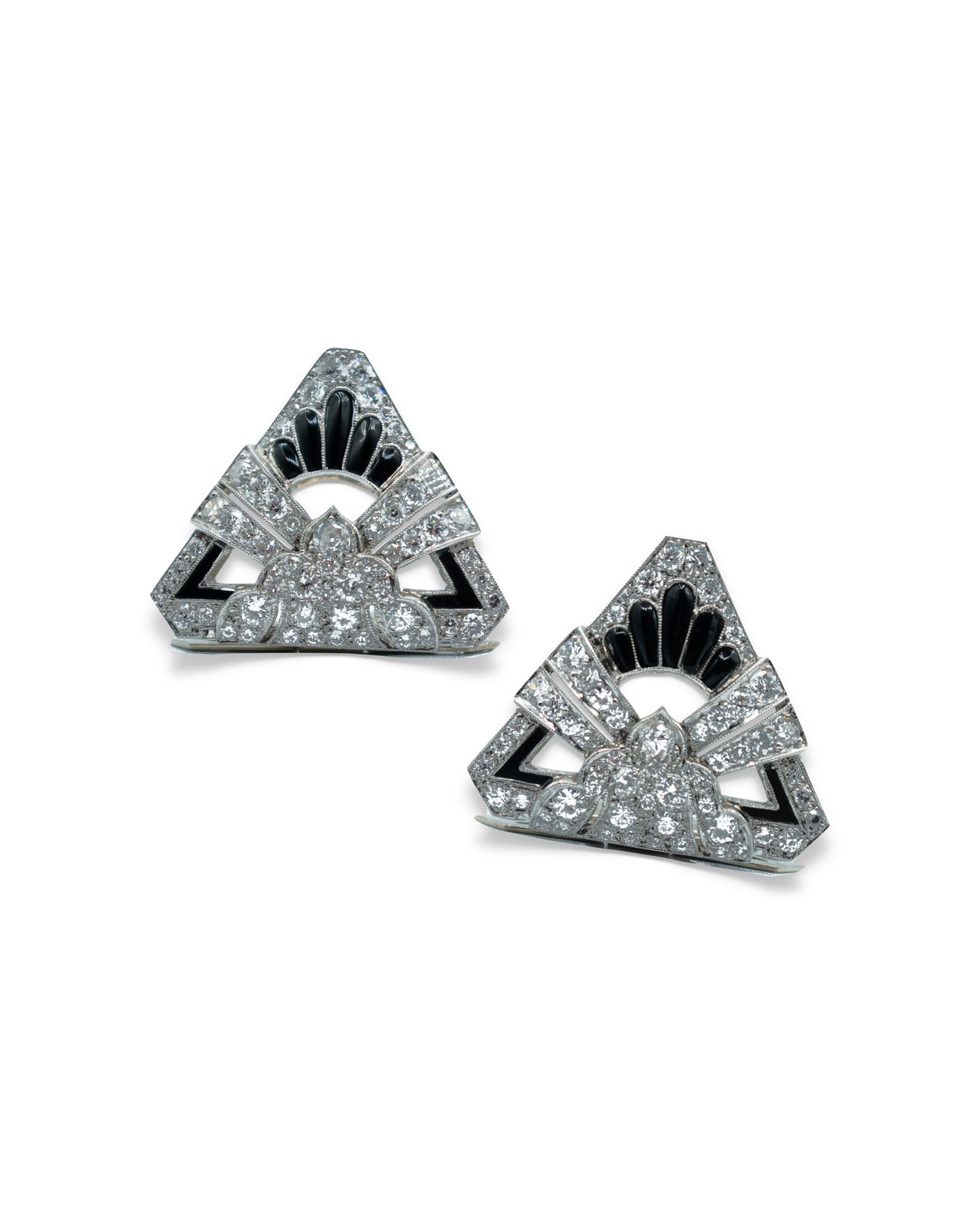 ART DÉCO DIAMOND, ONYX & PLATINUM DOUBLE BROOCH