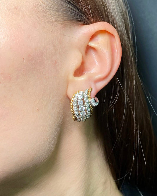 DIAMOND, YELLOW GOLD & PLATINUM EARRINGS, 1960s