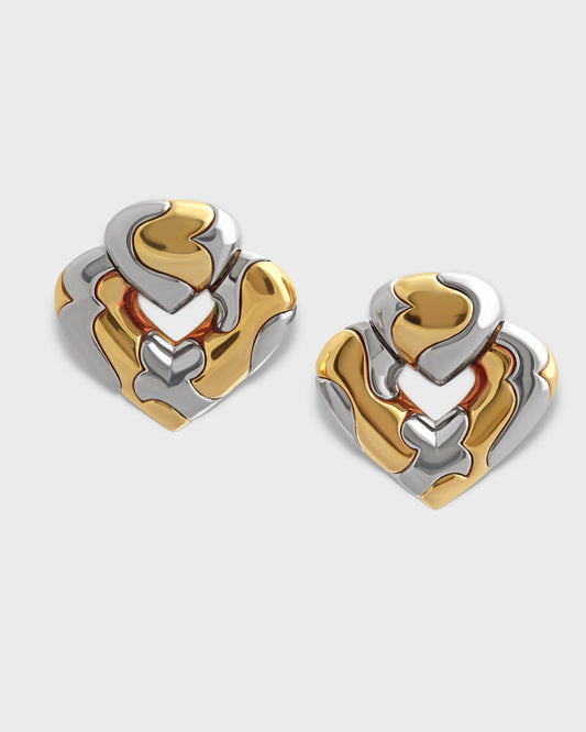 MARINA B. GOLD & STEEL ‘HEART’ EARRINGS, 1980s