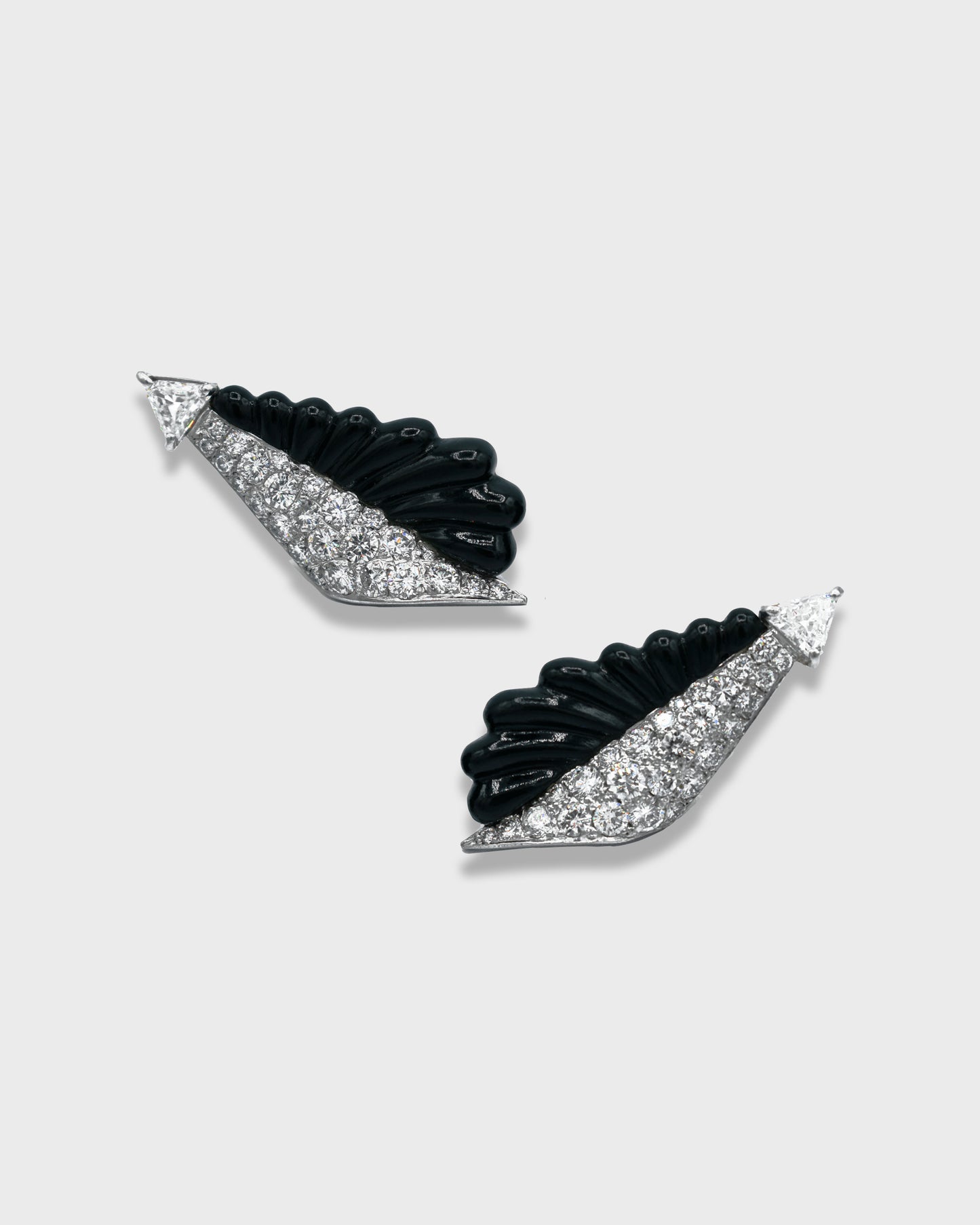 DIAMONDS, ONYX, PLATINUM & YELLOW GOLD EARRINGS, 1980s