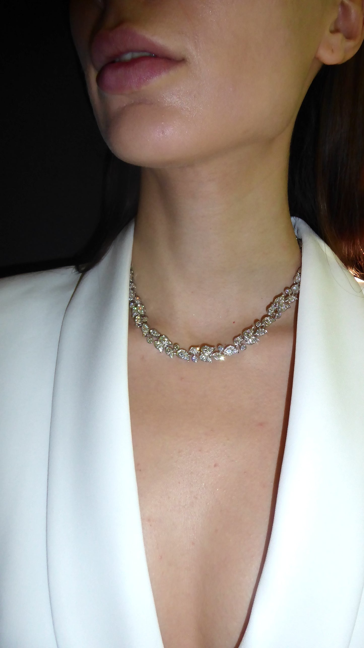 CARTIER WHITE DIAMONDS (22CT) & WHITE GOLD 'MUGUET' NECKLACE, 2000s
