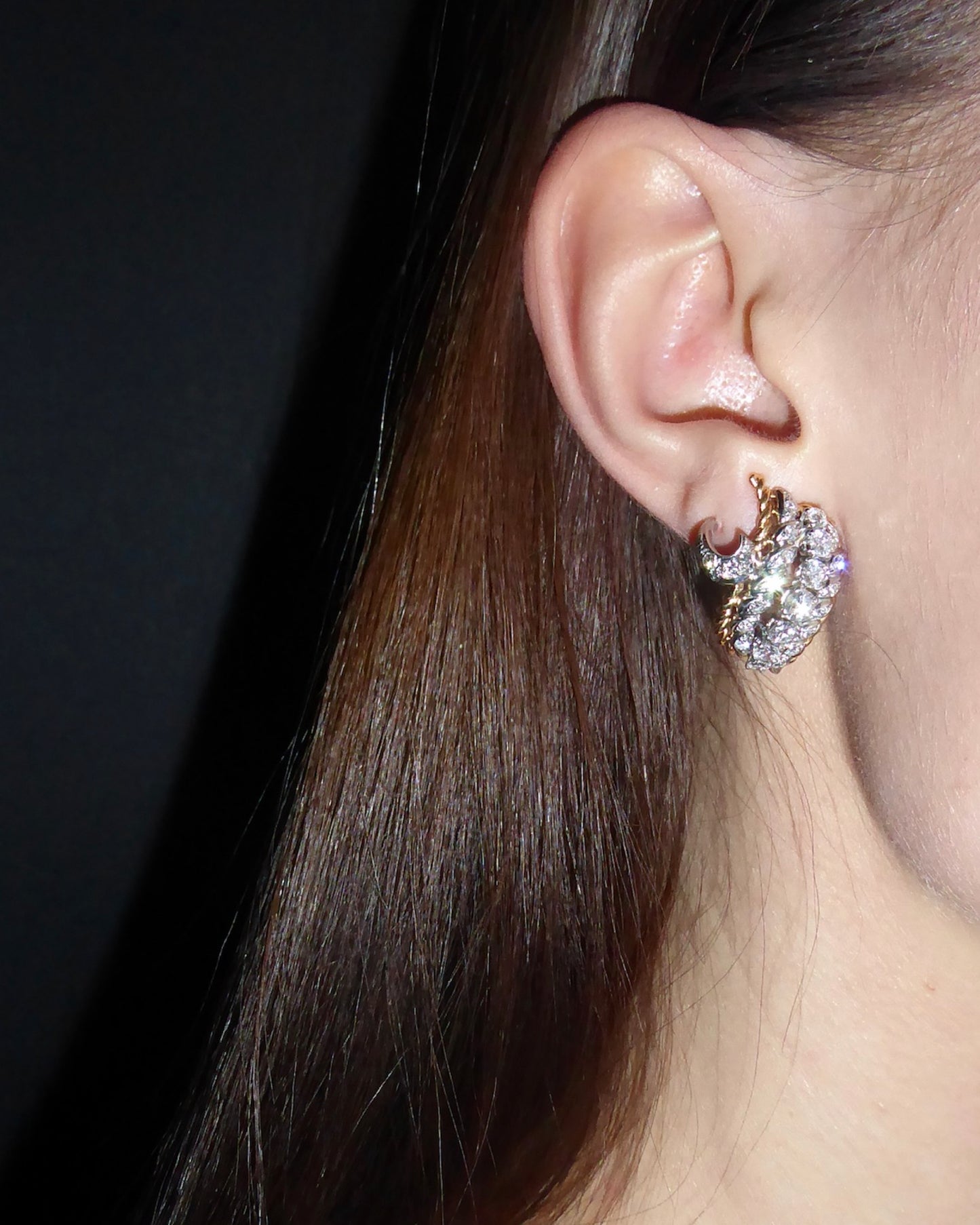 DIAMOND, YELLOW GOLD & PLATINUM EARRINGS, 1960s