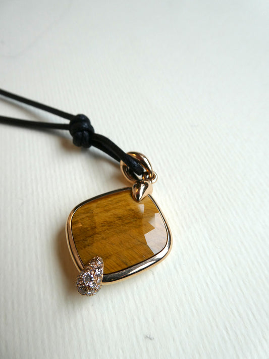 POMELLATO 'RITRATTO' TIGER'S EYE, DIAMOND & ROSE GOLD PENDANT, 2017