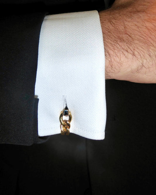 CARTIER SAPPHIRE & GOLD CHAIN CUFFLINKS