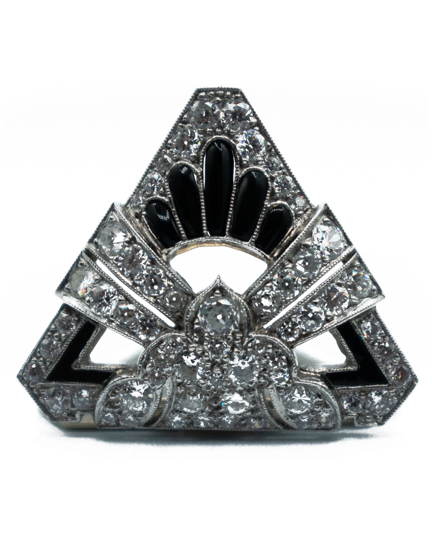 ART DÉCO DIAMOND, ONYX & PLATINUM DOUBLE BROOCH