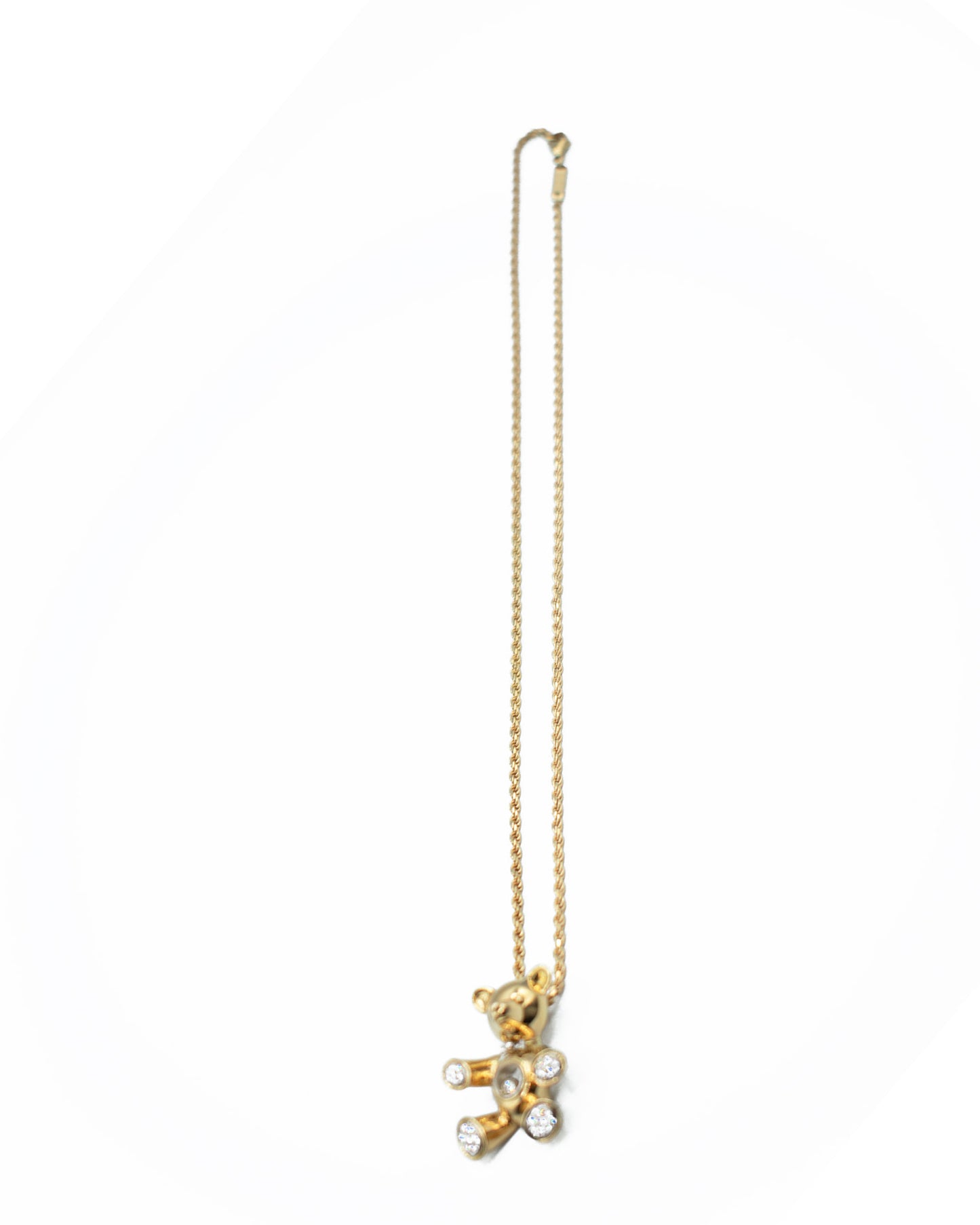 CHOPARD ‘HAPPY DIAMONDS' DIAMOND & YELLOW GOLD BEAR PENDANT NECKLACE