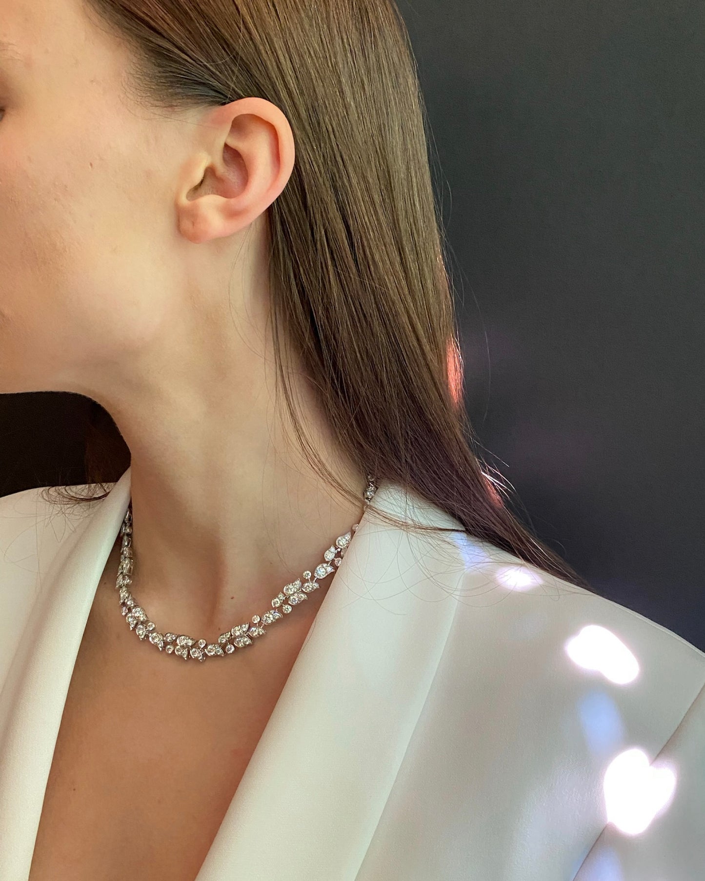 CARTIER WHITE DIAMONDS (22CT) & WHITE GOLD 'MUGUET' NECKLACE, 2000s