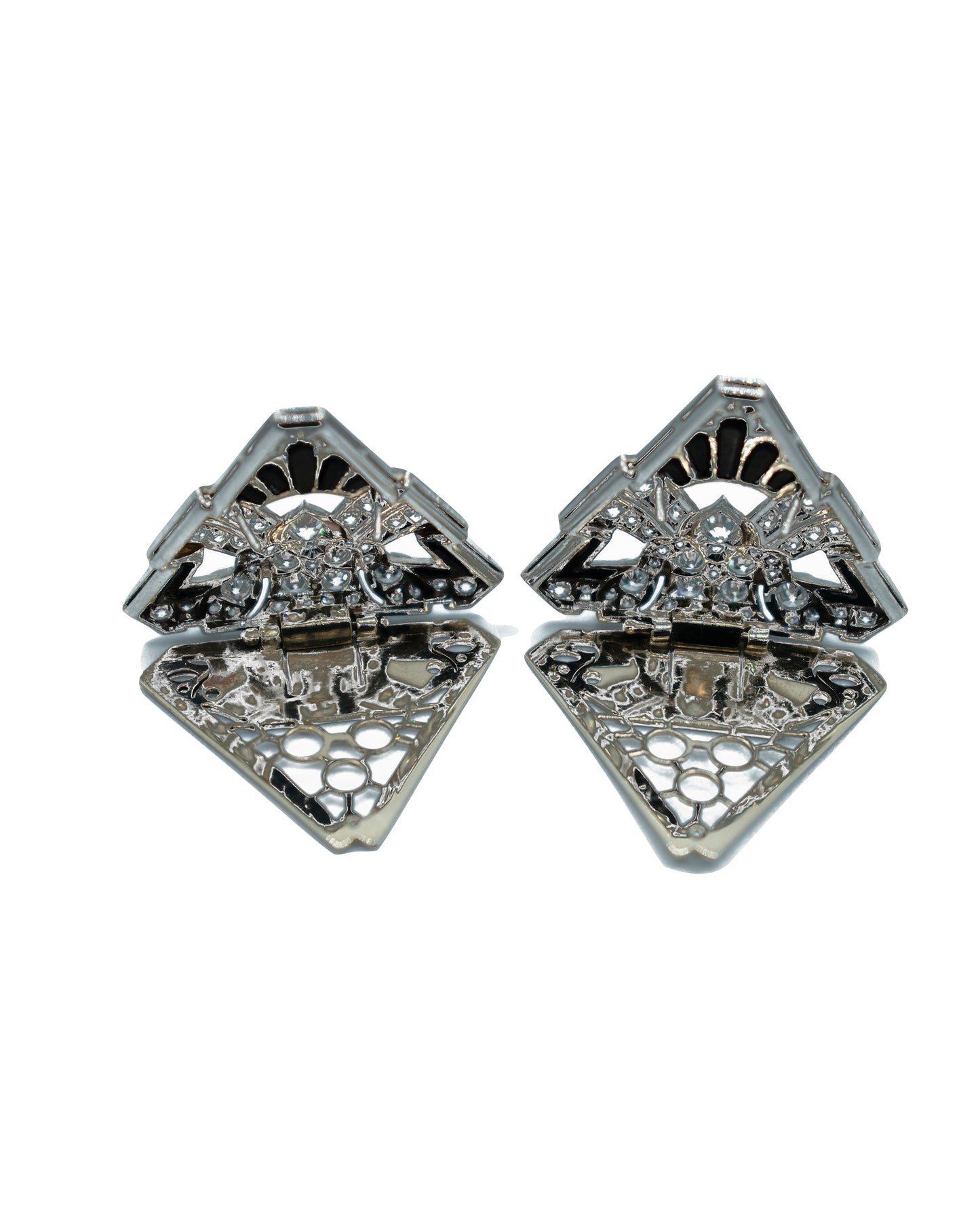 ART DÉCO DIAMOND, ONYX & PLATINUM DOUBLE BROOCH