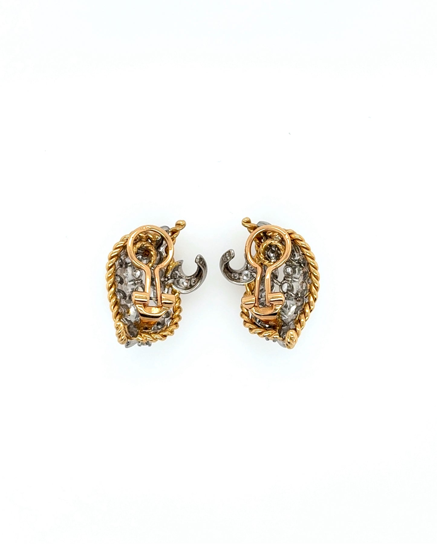 DIAMOND, YELLOW GOLD & PLATINUM EARRINGS, 1960s