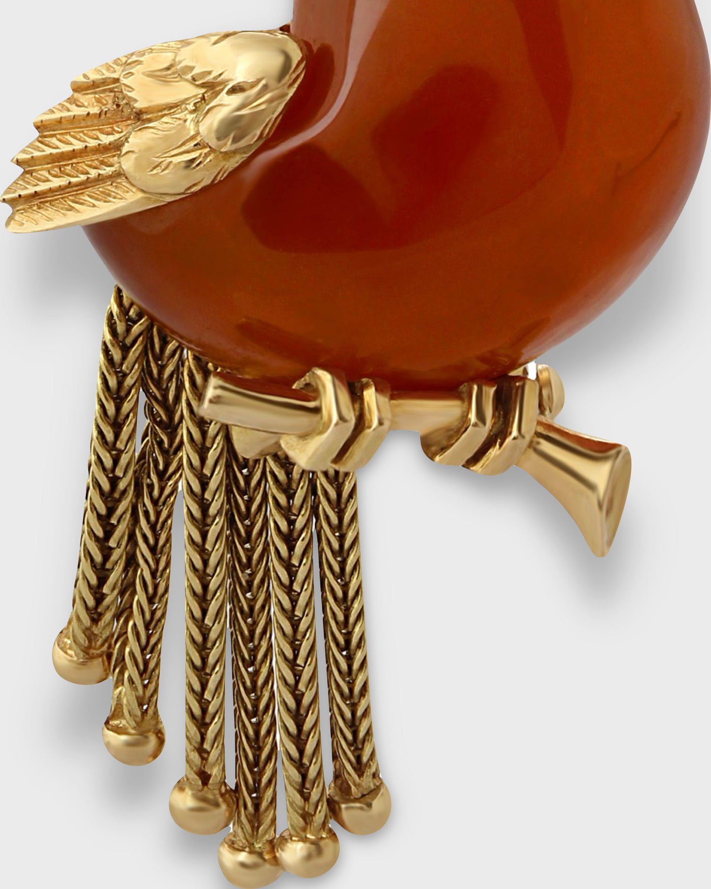 CARTIER LONDON CARNELIAN, DIAMOND & GOLD BROOCH, 1960s