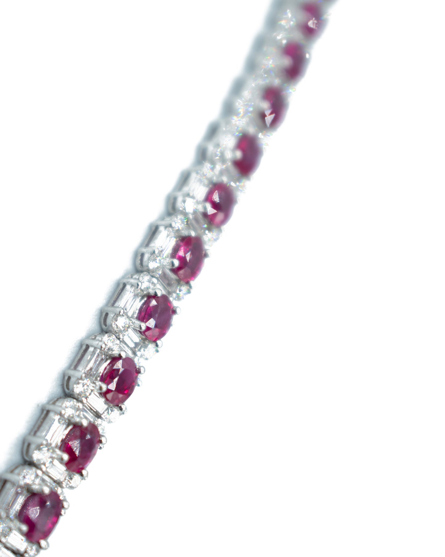 BURMA RUBY, DIAMOND & WHITE GOLD TENNIS BRACELET, c.2000