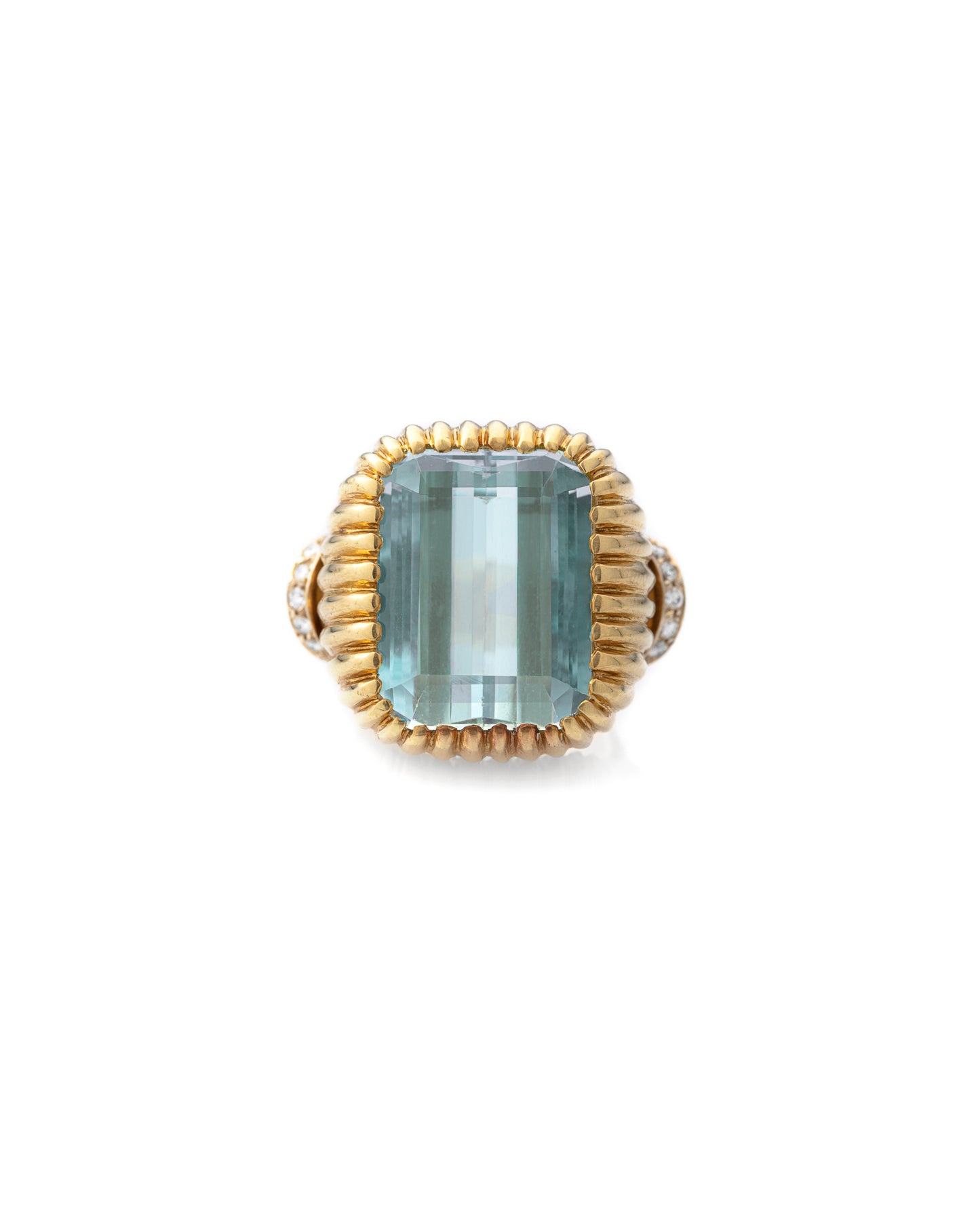 AQUAMARINE, DIAMOND, YELLOW & WHITE GOLD RING, 1950s
