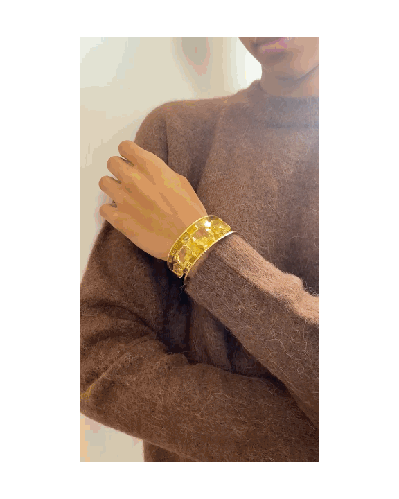 ART MODERNE CITRINES & YELLOW GOLD CUFF, 1940s
