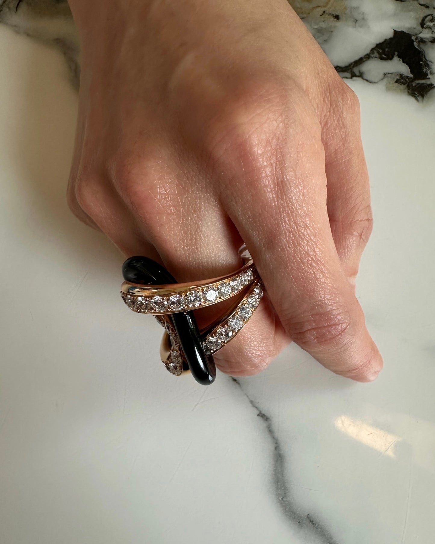 FAWAZ GRUOSI DIAMONDS, CERAMIC & ROSE GOLD RING, 2022