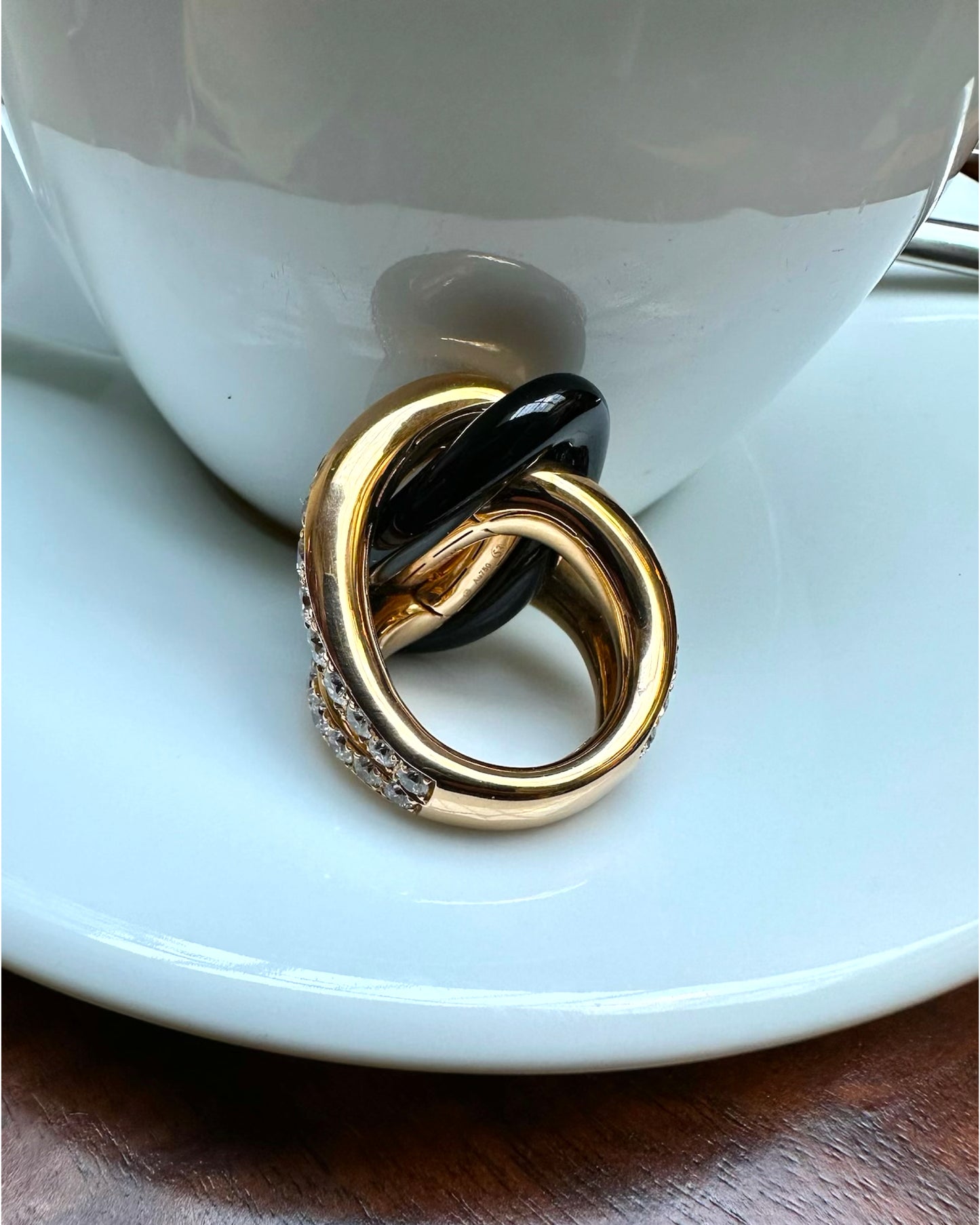 FAWAZ GRUOSI DIAMONDS, CERAMIC & ROSE GOLD RING, 2022