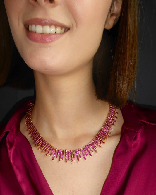 BURMESE RUBY, PINK SAPPHIRE & GOLD NECKLACE, 1950s