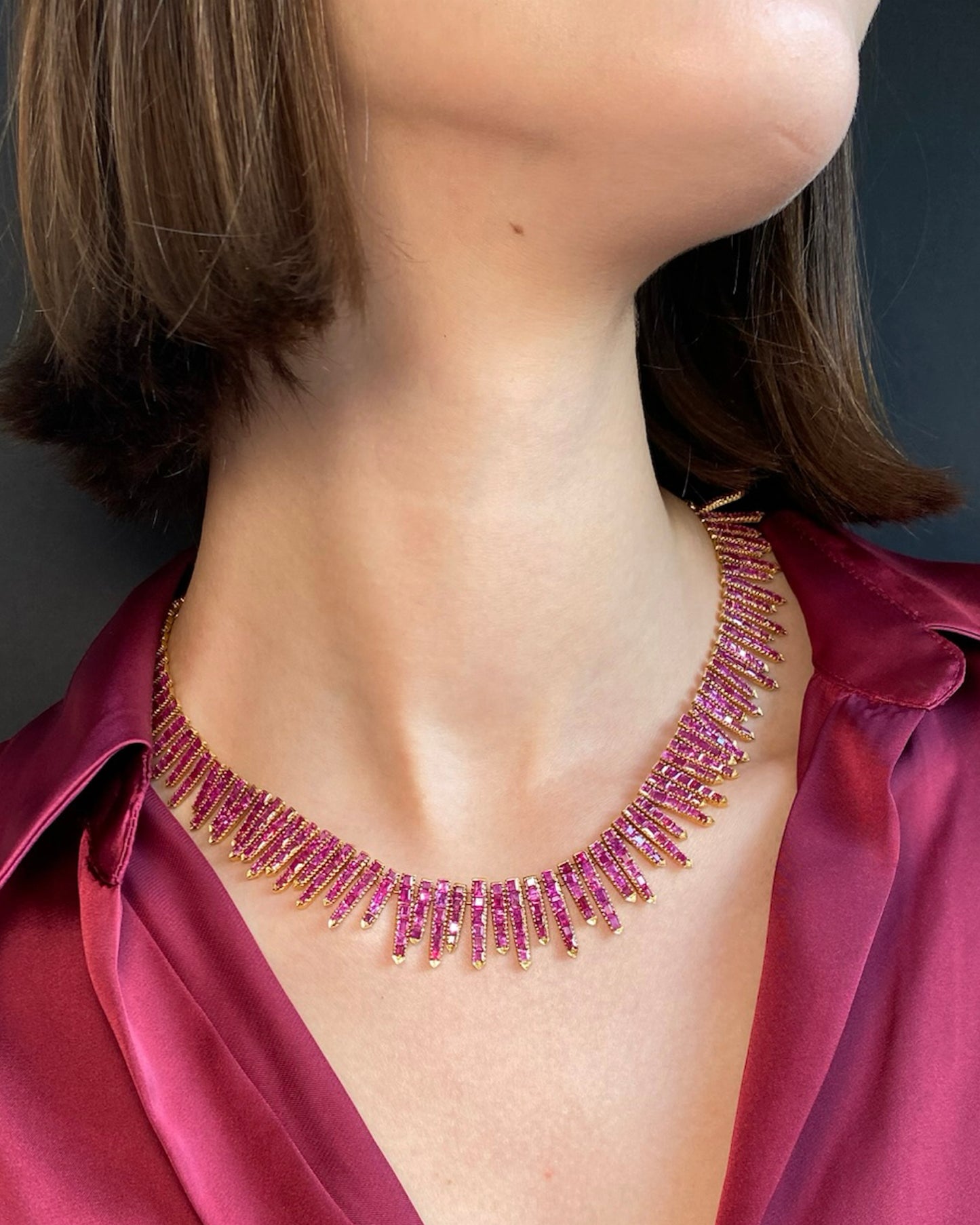 BURMESE RUBY, PINK SAPPHIRE & GOLD NECKLACE, 1950s
