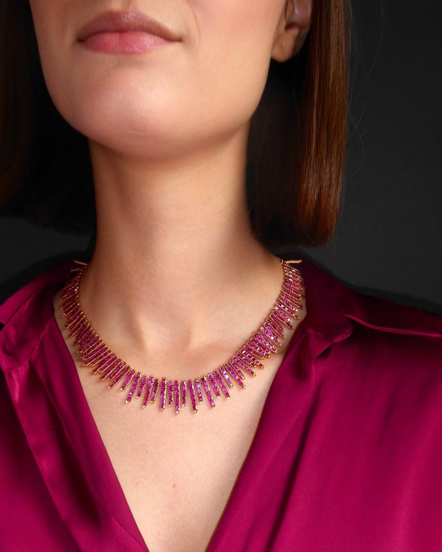 BURMESE RUBY, PINK SAPPHIRE & GOLD NECKLACE, 1950s