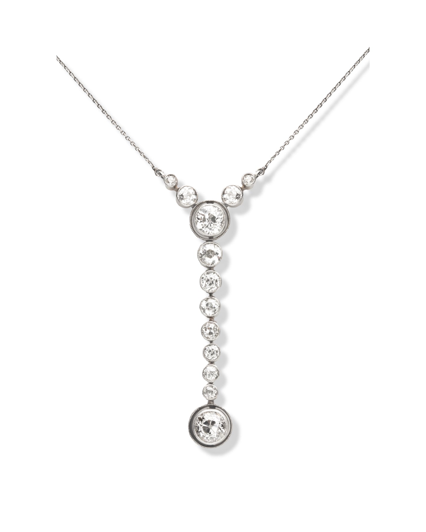 ART MODERNE DIAMONDS, PLATINUM & YELLOW GOLD PENDANT NECKLACE, 1940s