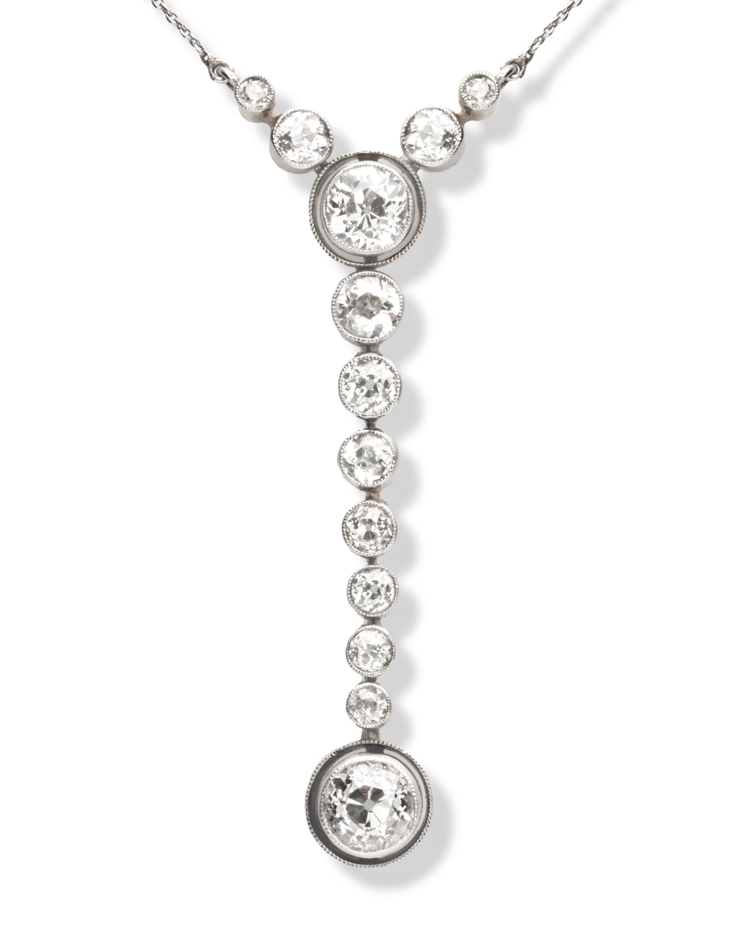 ART MODERNE DIAMONDS, PLATINUM & YELLOW GOLD PENDANT NECKLACE, 1940s
