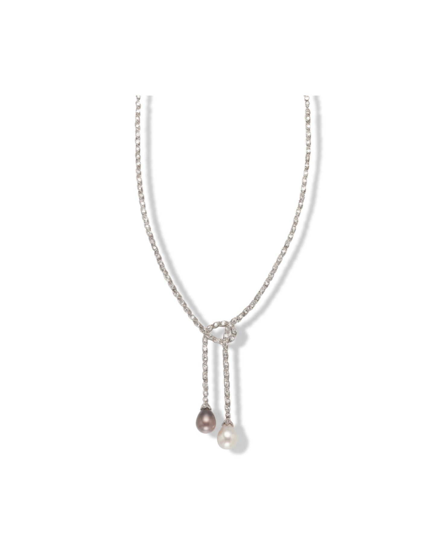 ART DÉCO DIAMOND, PEARL, PLATINUM & GOLD NECKLACE, 1930s