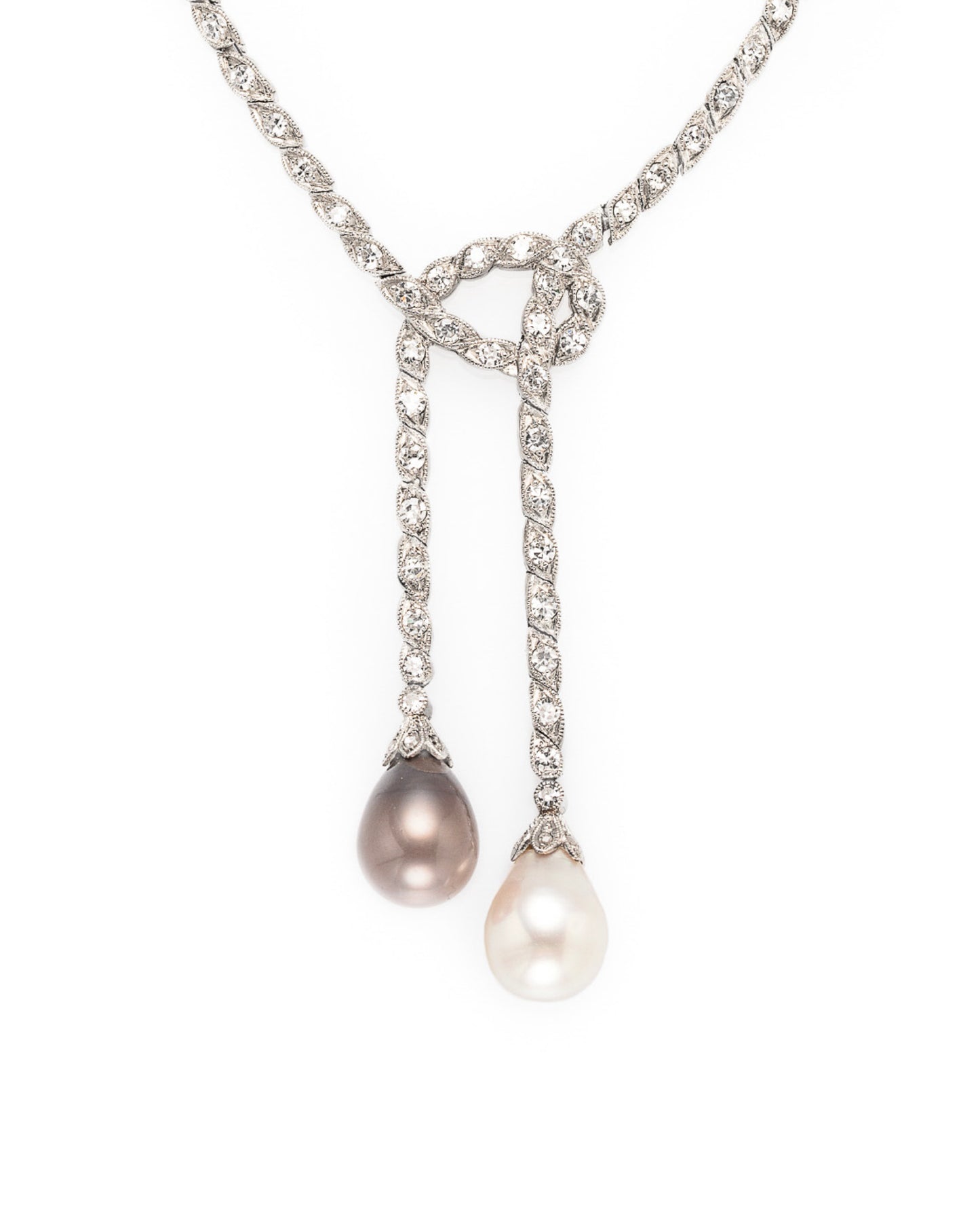 ART DÉCO DIAMOND, PEARL, PLATINUM & GOLD NECKLACE, 1930s