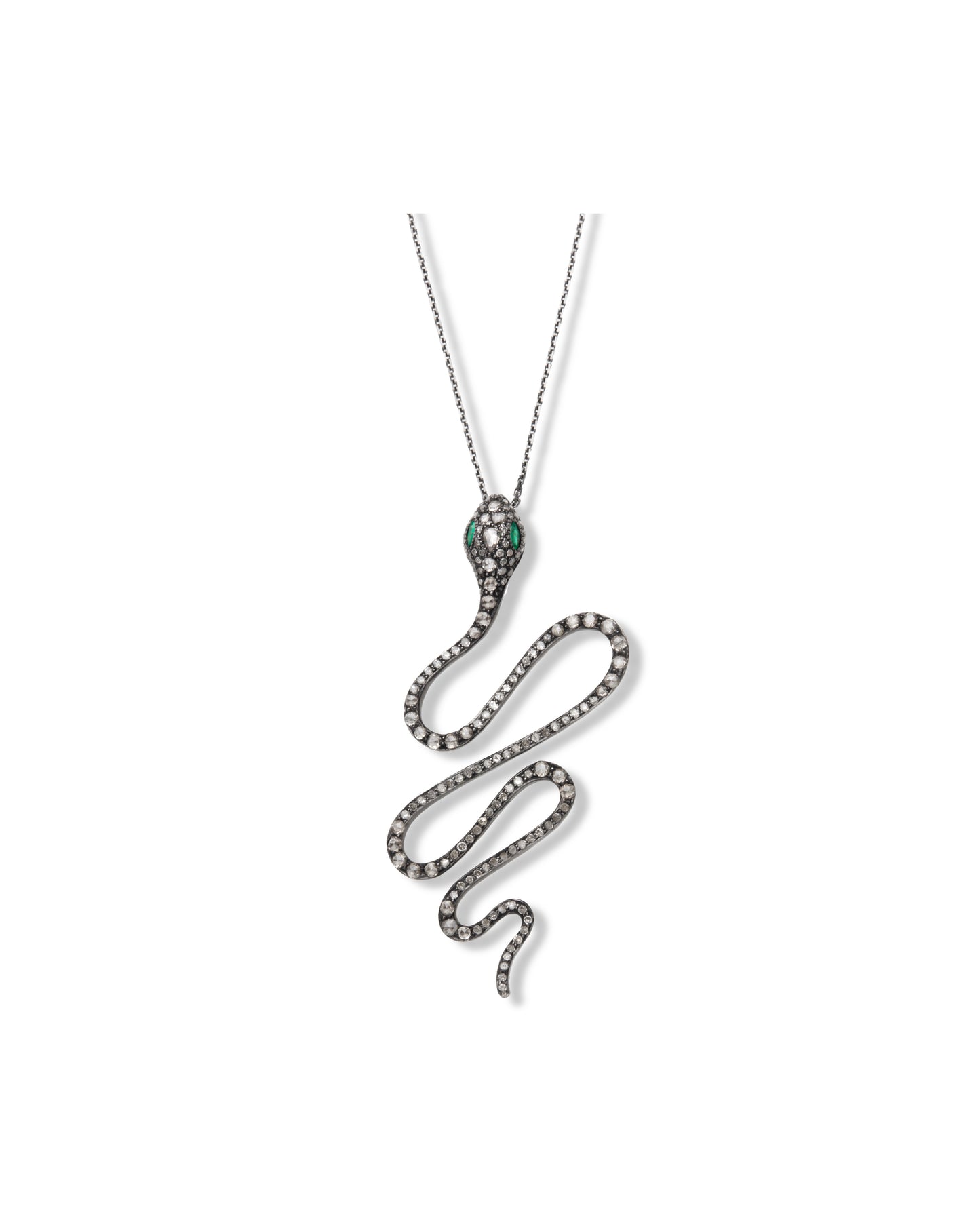 EMERALD, DIAMOND, SILVER & GOLD SNAKE NECKLACE, 1910s