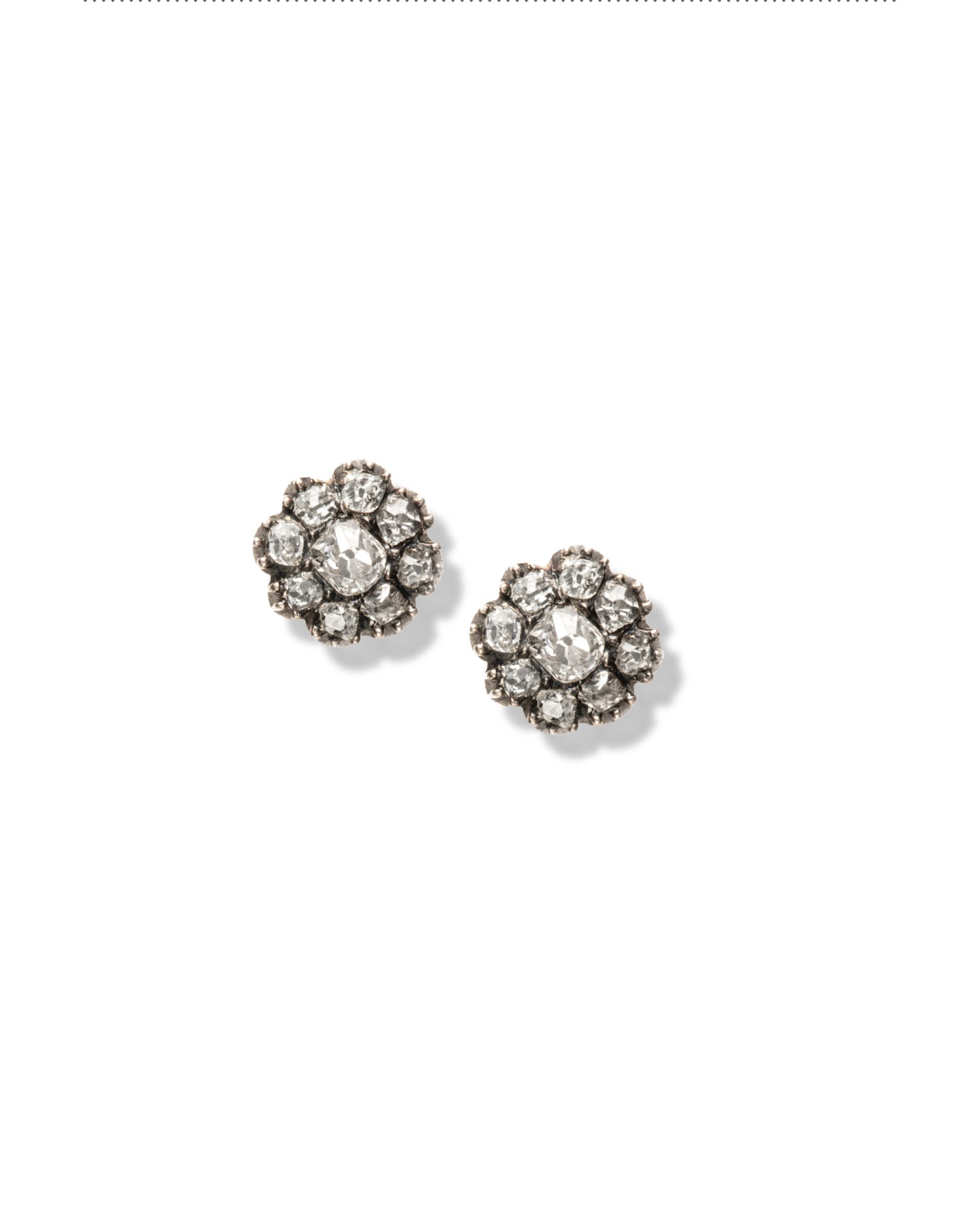 GEORGIAN DIAMOND, SILVER & GOLD EAR STUDS, 1800s