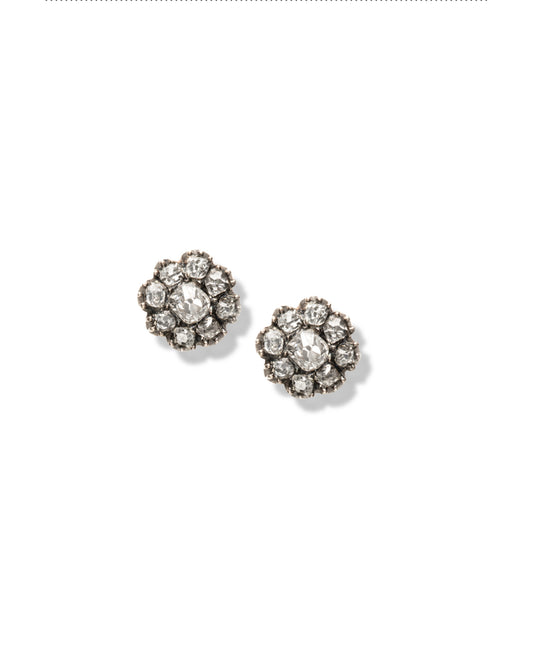 GEORGIAN DIAMOND, SILVER & GOLD EAR STUDS, 1800s