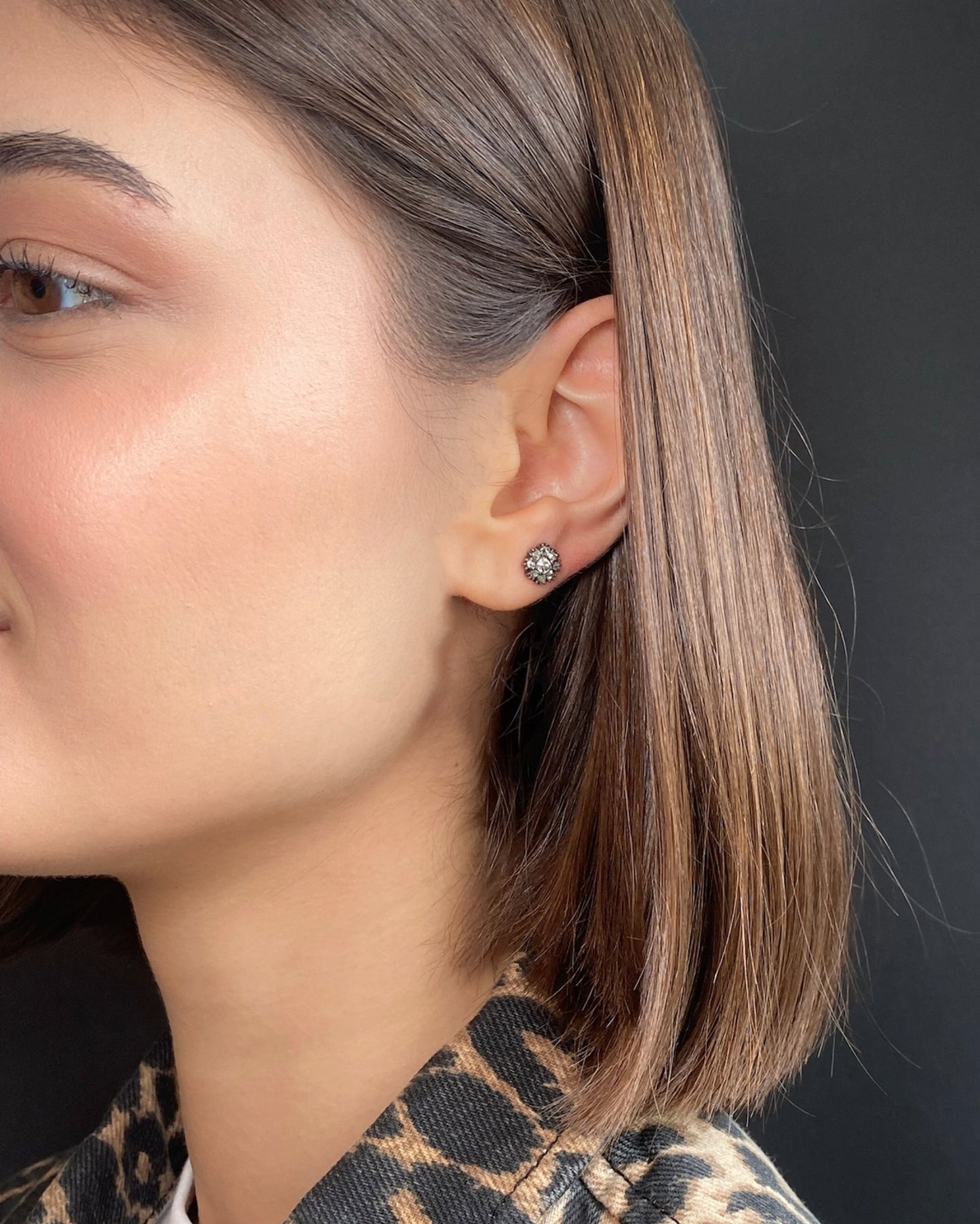 GEORGIAN DIAMOND, SILVER & GOLD EAR STUDS, 1800s