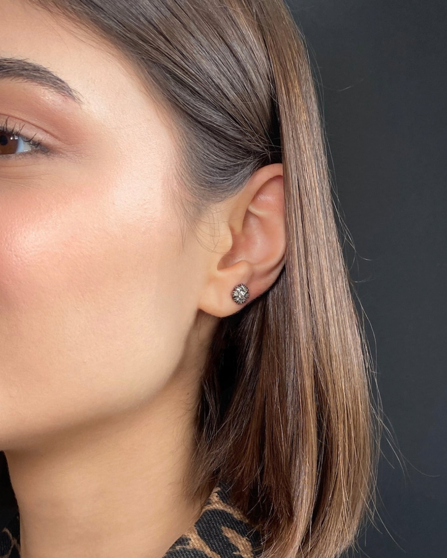 GEORGIAN DIAMOND, SILVER & GOLD EAR STUDS, 1800s