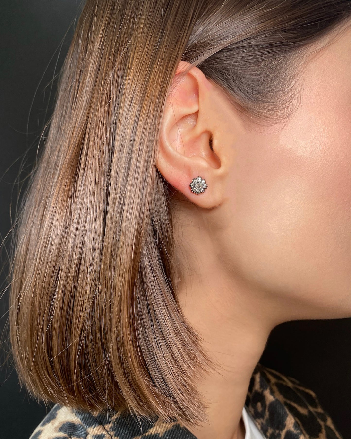 GEORGIAN DIAMOND, SILVER & GOLD EAR STUDS, 1800s