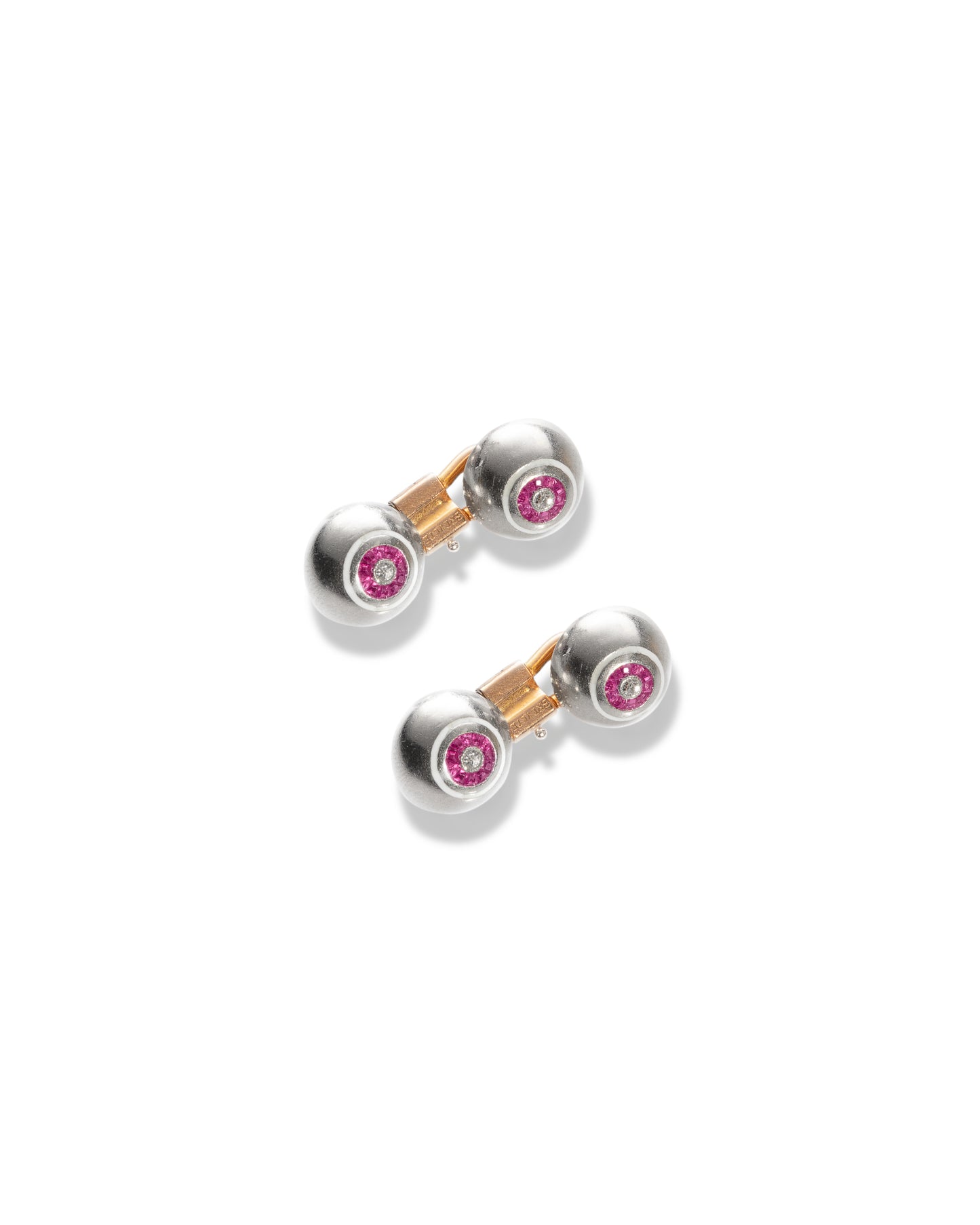 ART DÉCO RUBIES, DIAMONDS, PLATINUM & YELLOW GOLD CUFFLINKS, 1930s