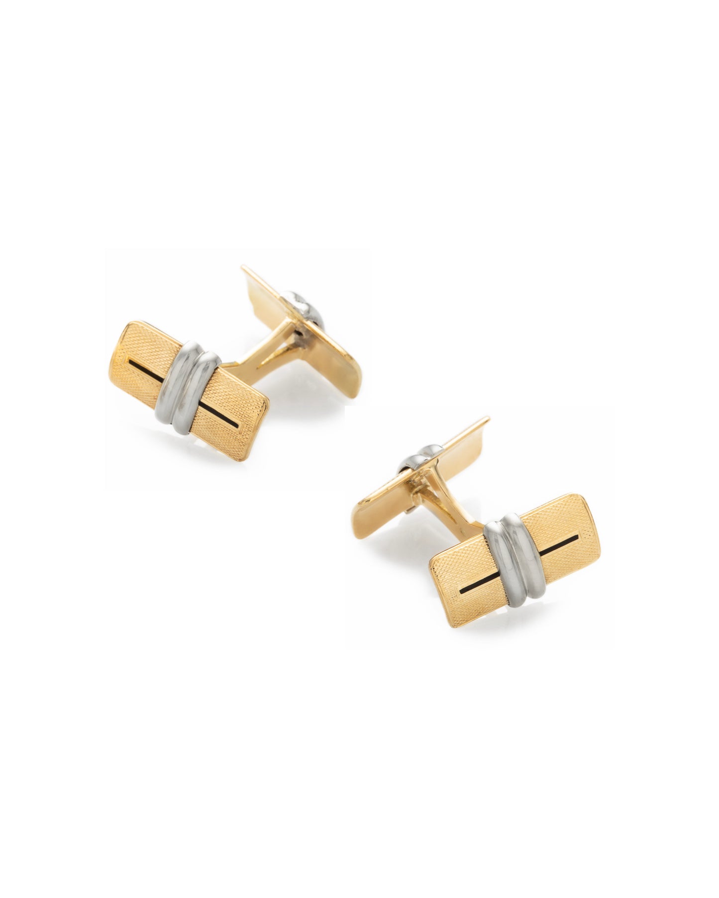 ART DÉCO ENAMEL, PLATINUM & YELLOW GOLD CUFFLINKS, 1930s