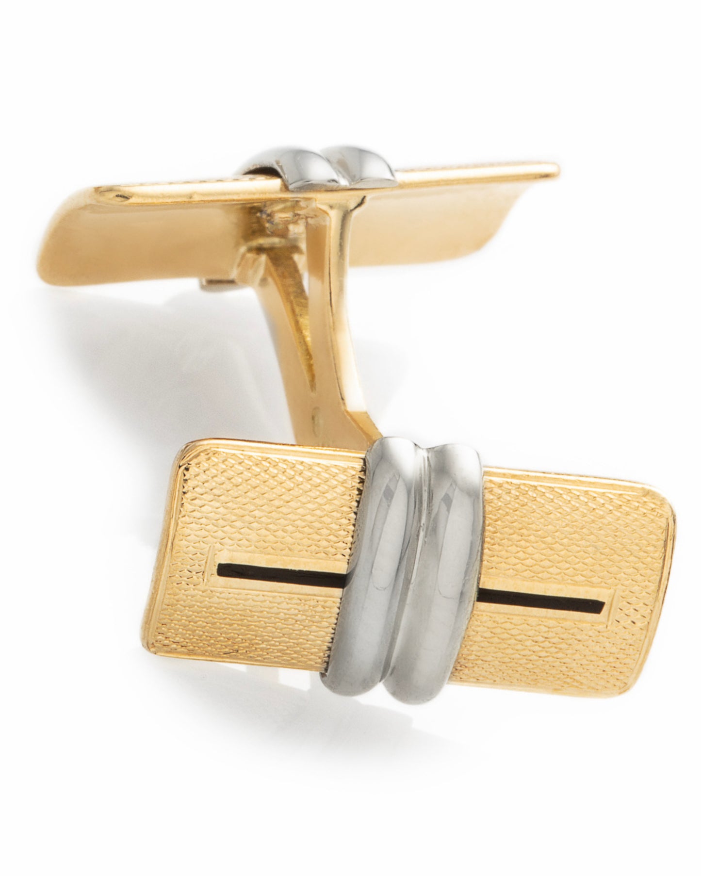 ART DÉCO ENAMEL, PLATINUM & YELLOW GOLD CUFFLINKS, 1930s