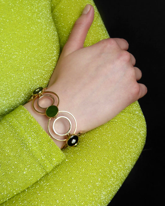 DIAMOND, JADE, ONYX & GOLD BRACELET, 1960s