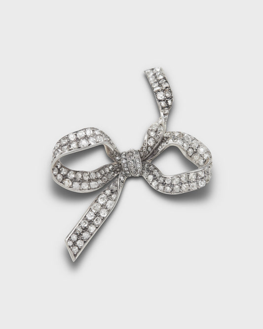 BELLE ÉPOQUE DIAMOND, GOLD & SILVER BOW BROOCH, 1890s